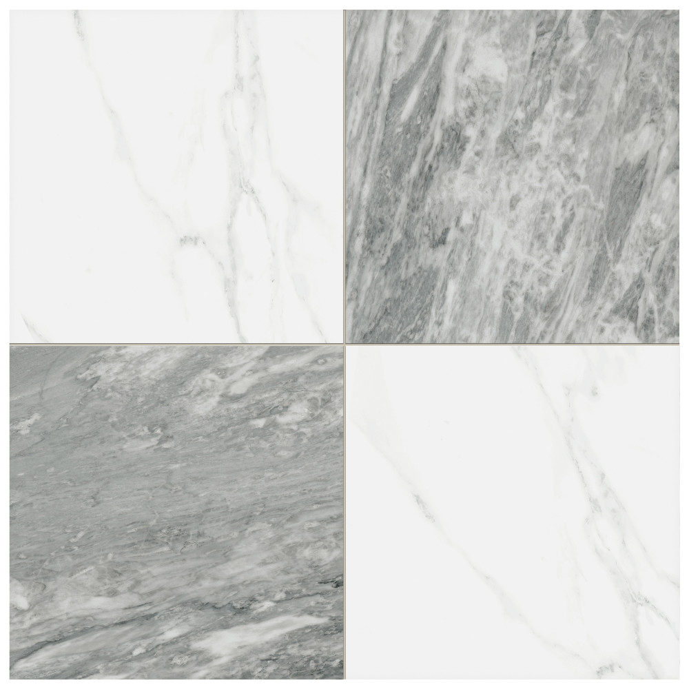 Marbilia Chess Bardiglio 17-3/8 in. x 17-3/8 in. Porcelain Floor and Wall Tile