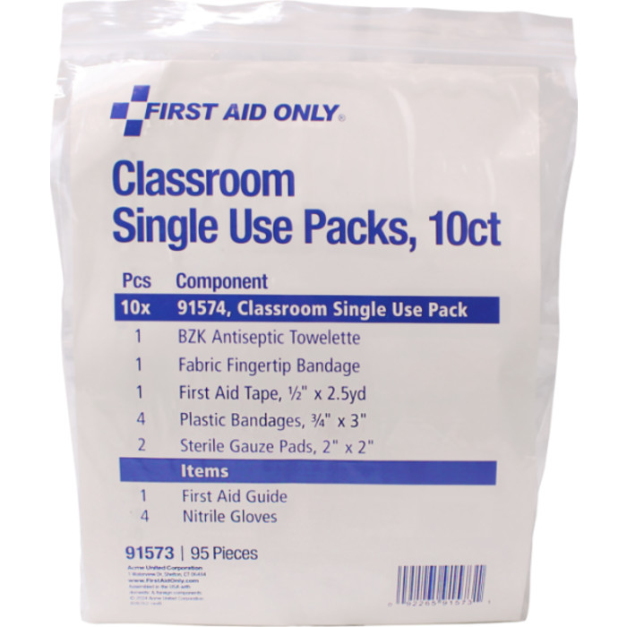 Classroom Single Use First Aid Kits, 10-Pack