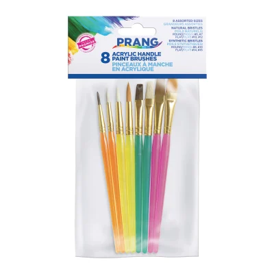 Prang  Acrylic Paint Brush Assortment, Assorted Colors,  Assorted Sizes, 8 Brushes