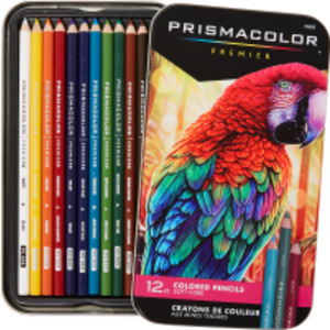 Premier Colored Pencils Tin, Soft Core, Assorted, 12 Count
