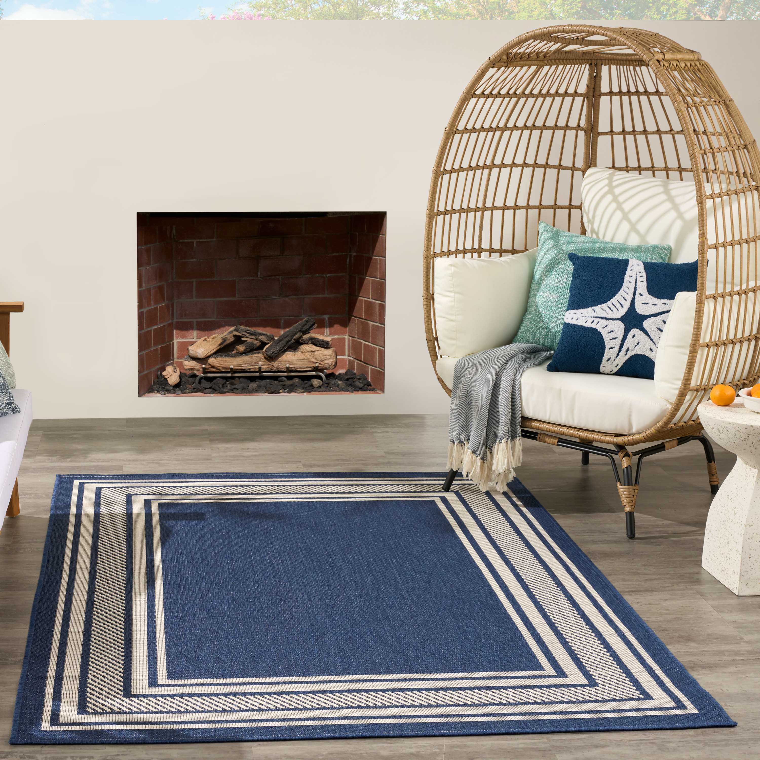 Nourison Horizon Indoor/Outdoor 6' x 9' Navy Modern Rug