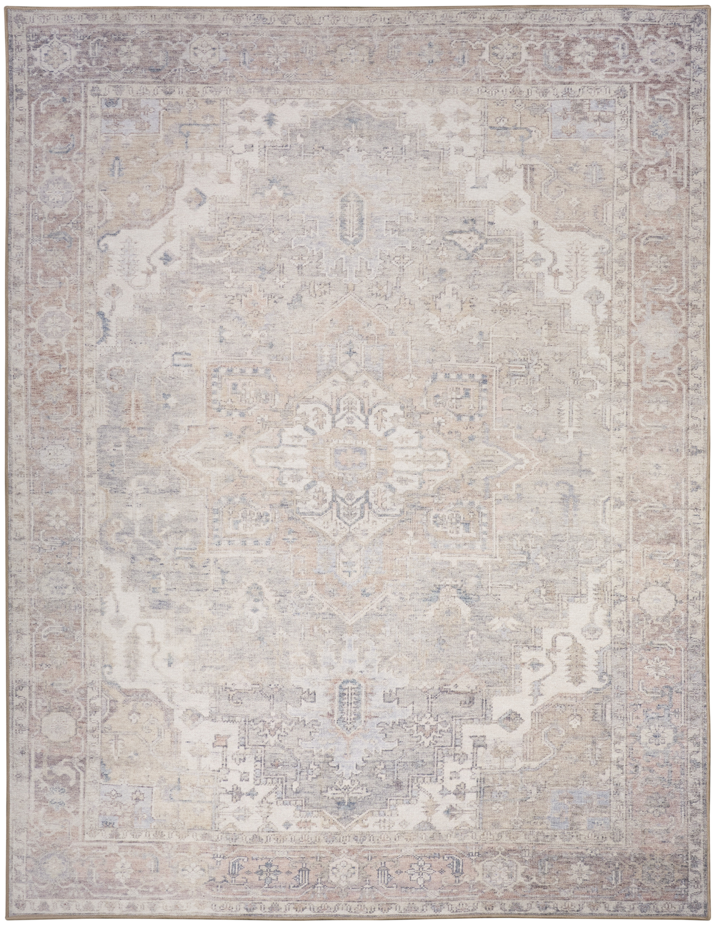 Nourison Vintage Washables 7'10" x 9'10" Light Blue Vintage Indoor Rug