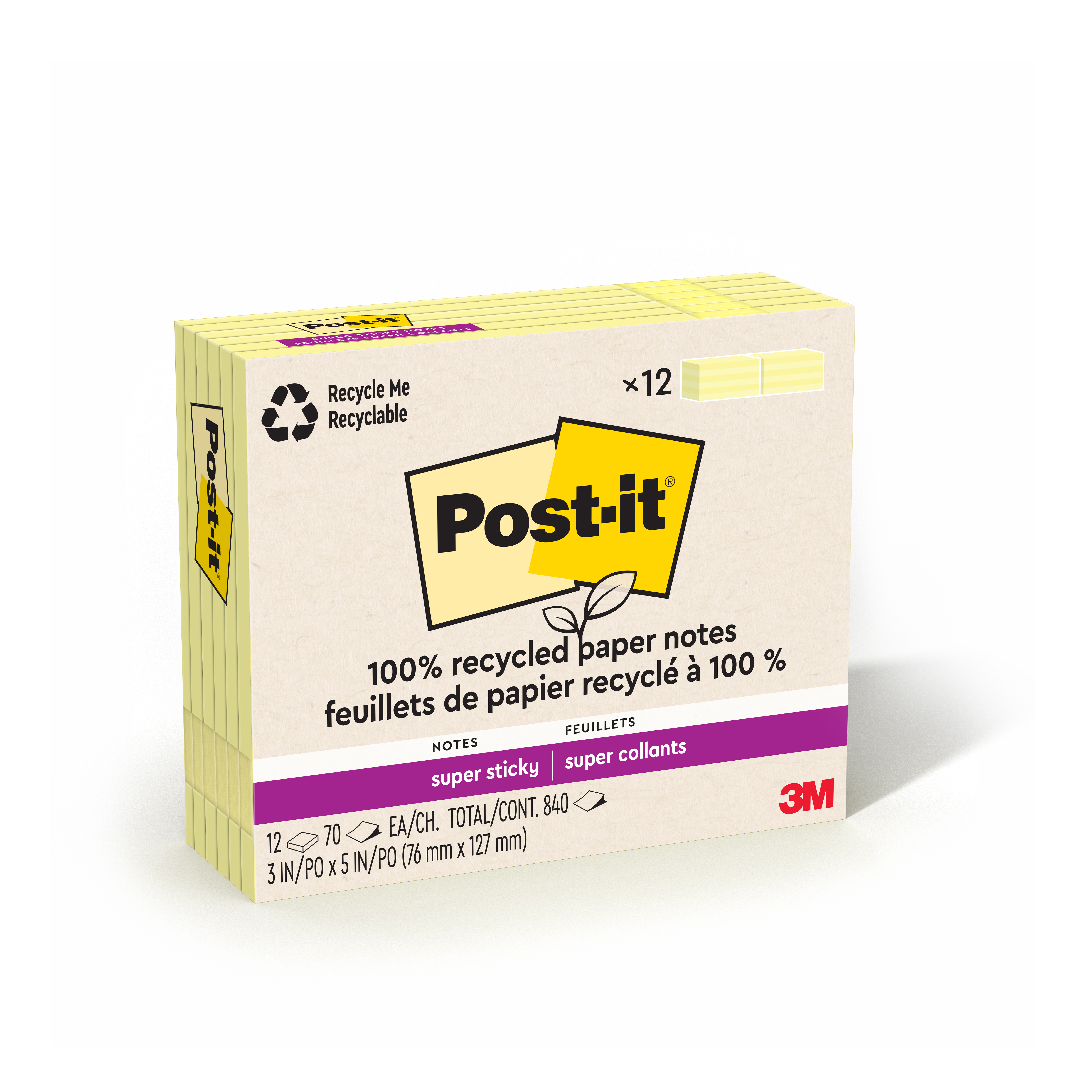 SKU 7100290364 | Post-it® Super Sticky Recycled Notes 655R-12SSCY