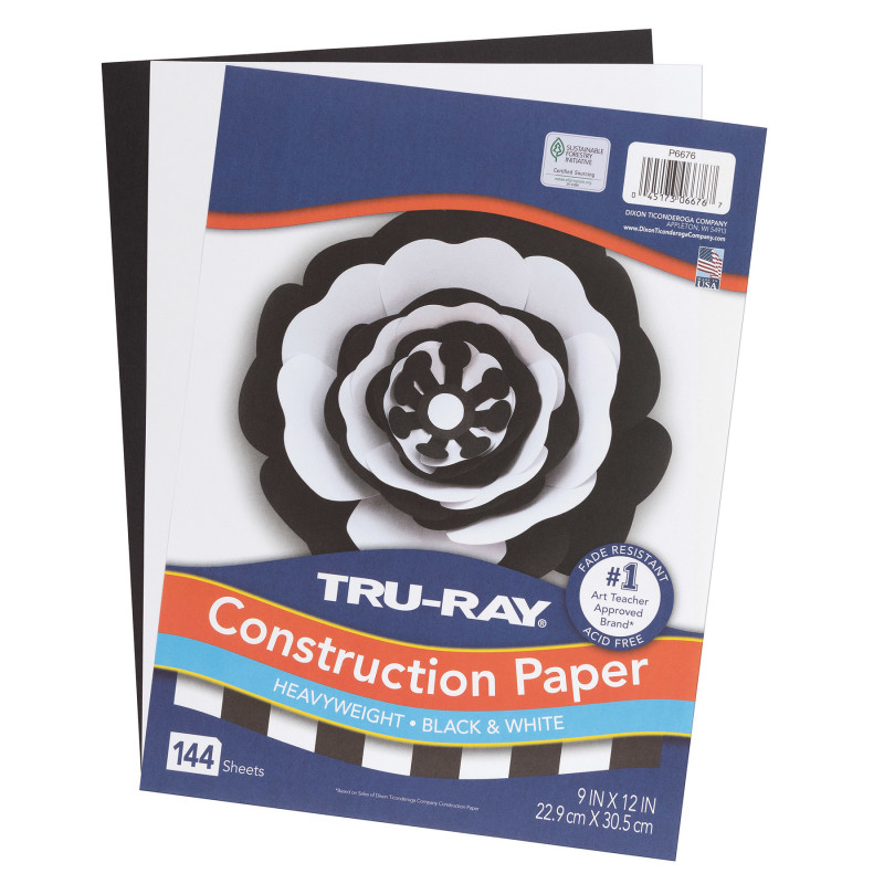 Premium Construction Paper, Black & White, 9" x 12", 144 Sheets