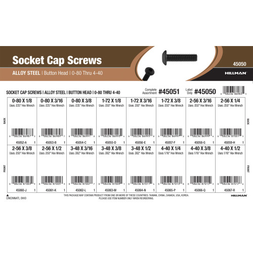 Button-Head Socket Cap Screws Assortment (#0-80 thru #4-40 Thread)