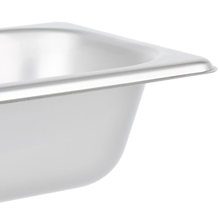 Half-long-size 2 ½-inch-deep Super Pan® heavy-duty stainless steel steam table pan with flat corners