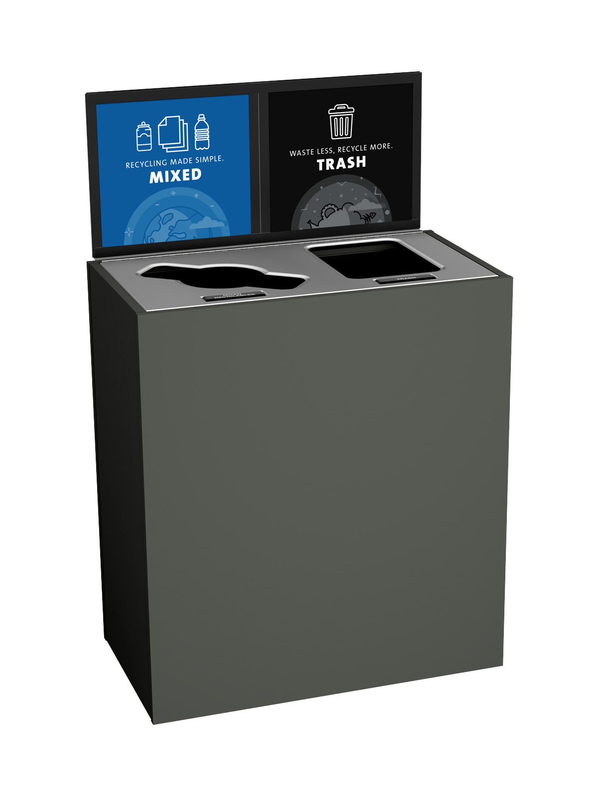 ARISTATA – Double – Kit – Mixed Recyclables-Trash – Mixed-Full – Slate