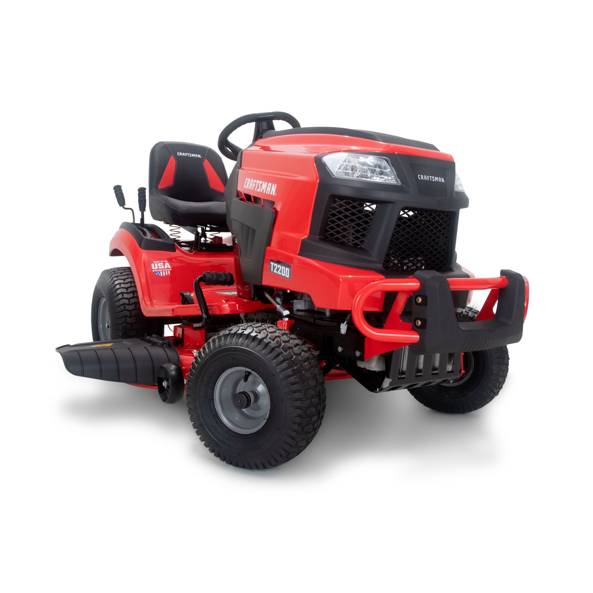 View of CRAFTSMAN Riding Mowers on white background