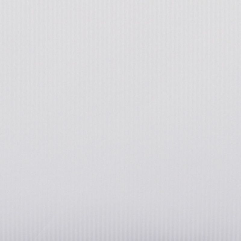 Vertical white pleated blind filling the frame with subtle ribbed texture; closed and diffusing soft daylight; minimal interior context, evenly lit neutral background.