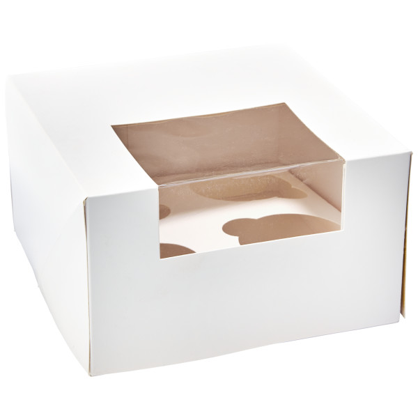 White 4 Count Cupcake Cake Box