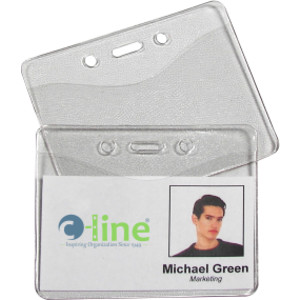 Heavy Duty ID Badge Holders, Vinyl, Horizontal, 2-3/8 x 3-3/8, Box of 100