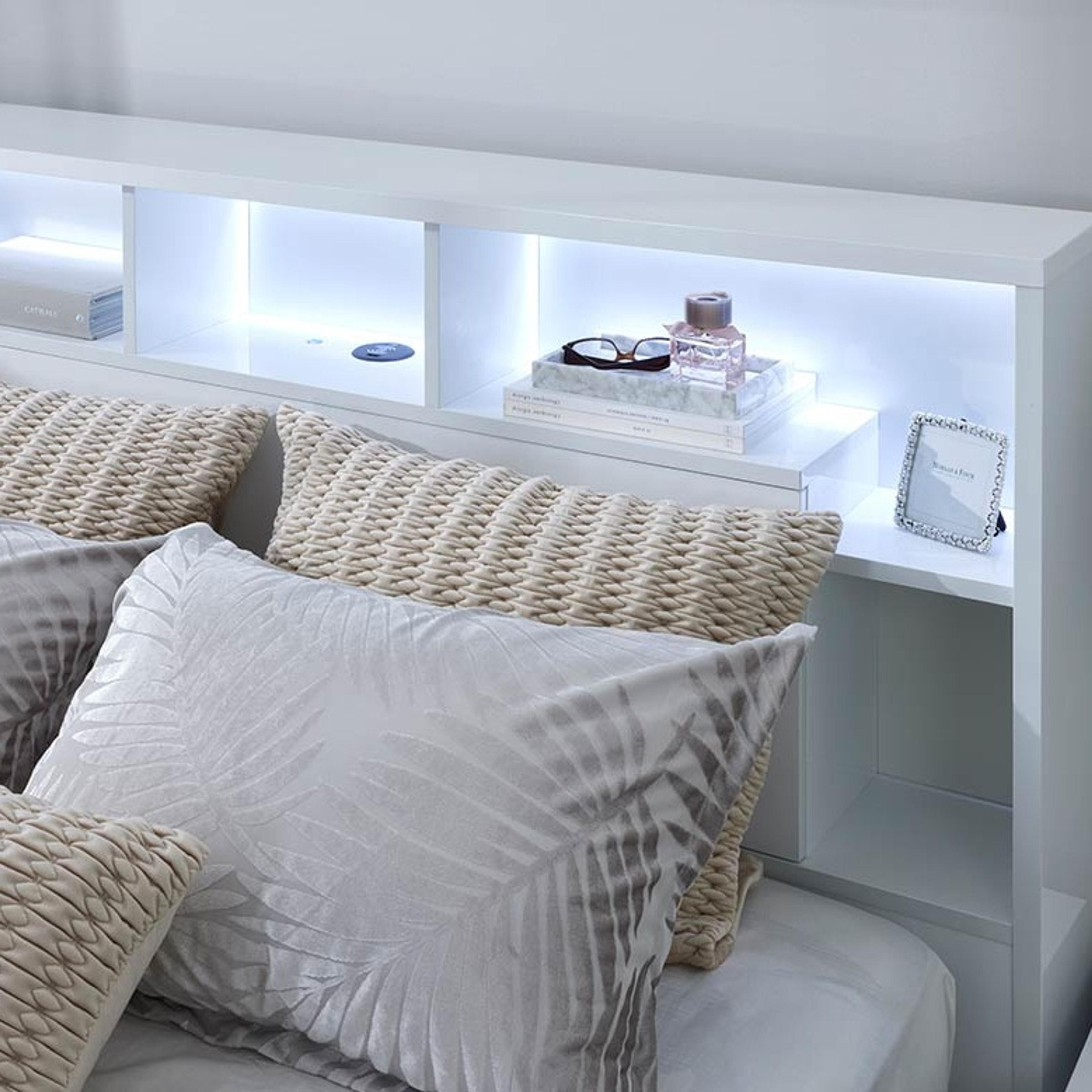 Detail image of the  Argo Bed Frame, Gas Lift & End Drawer Base, Gloss White from Forty Winks