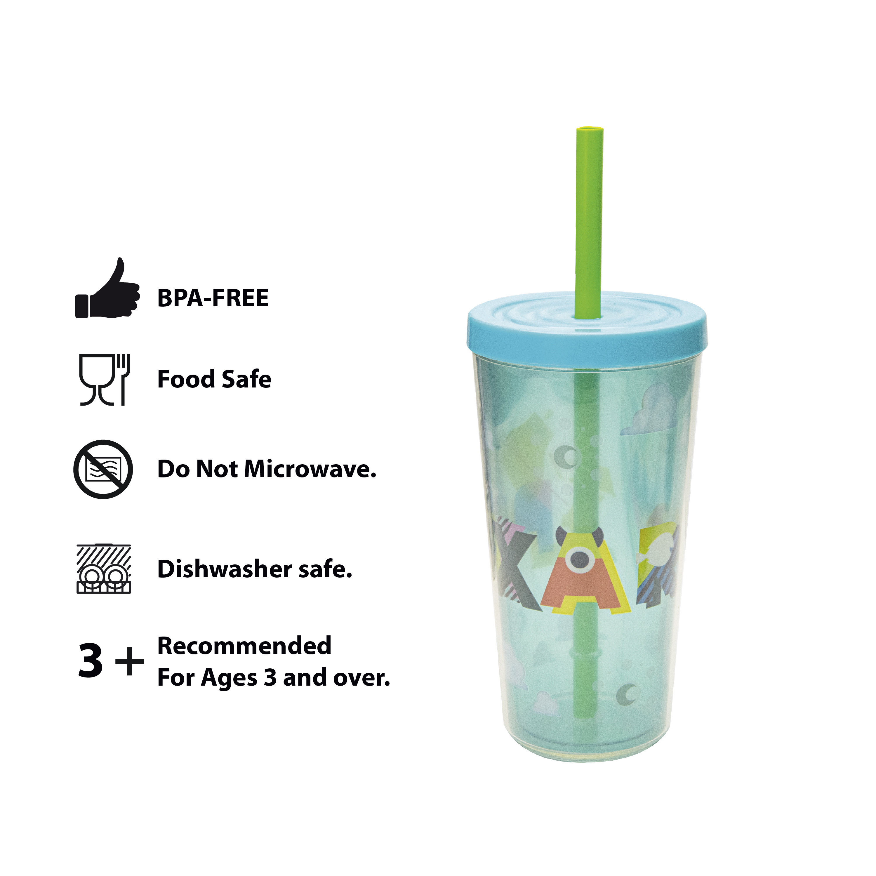 Disney and Pixar 16 ounce Insulated Plastic Tumbler with Straw, Pixar Friends slideshow image 4