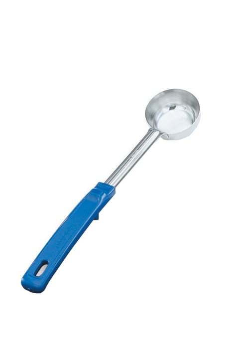 2-ounce solid round Spoodle® utensil with blue Grip ‘n Serv® handle