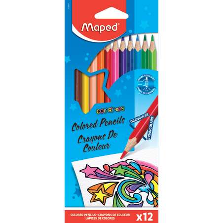 Maped® Triangular Colored Pencils, 12 colors