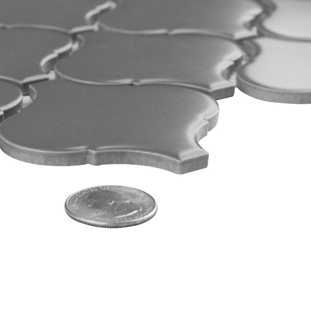 Sample – Metro Lantern Matte Dark Grey Porcelain Mosaic Tile