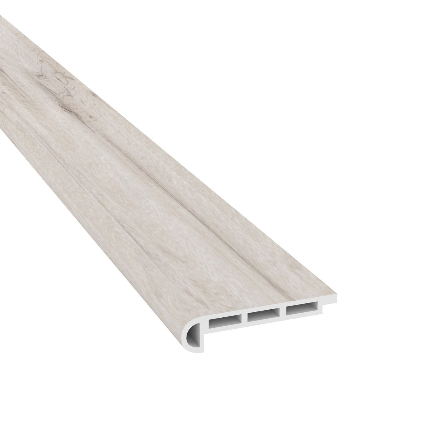 White Aspen Cali Vinyl Stair Nosing Flush view 1