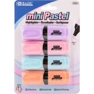 Mini Desk Style Pastel Highlighters, Pack of 4