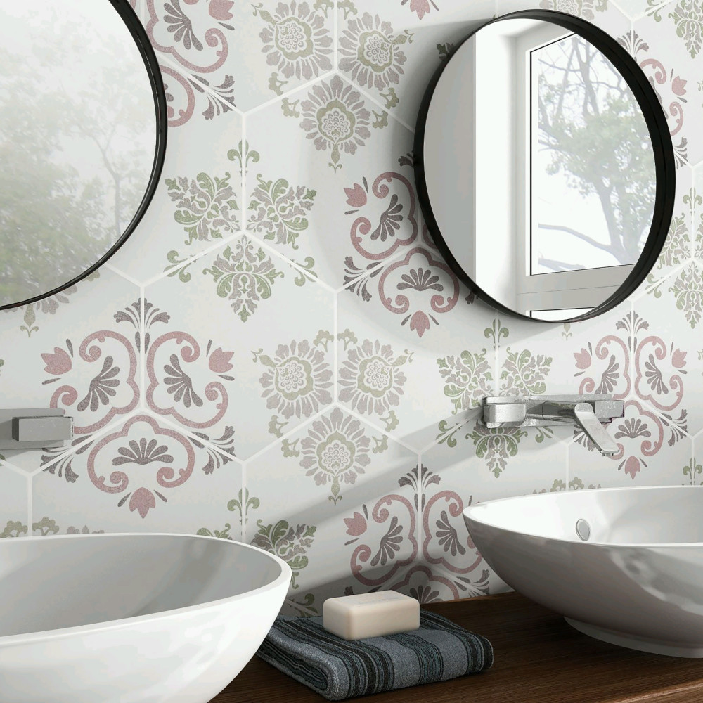 Fantasy Hex Pink 8-5/8 in. x 9-7/8 in. Porcelain Floor and Wall Tile