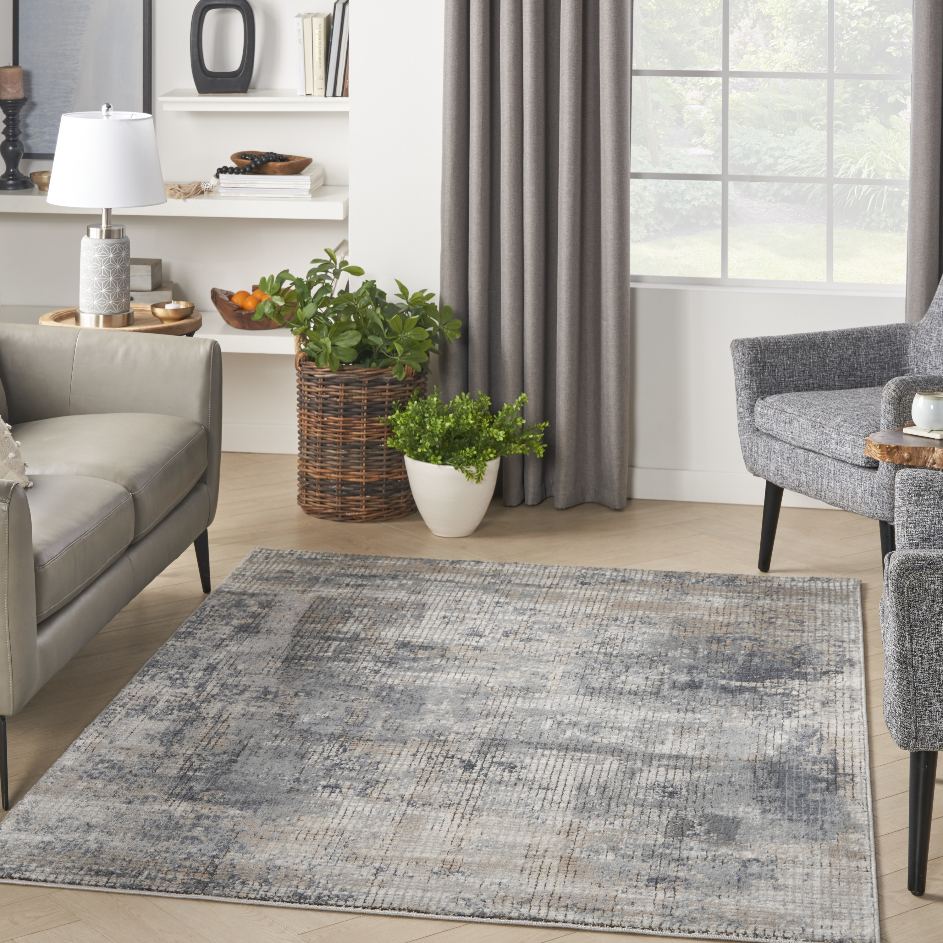 Nourison Quarry 3'9" x 5'9" Blue Beige Modern Indoor Rug