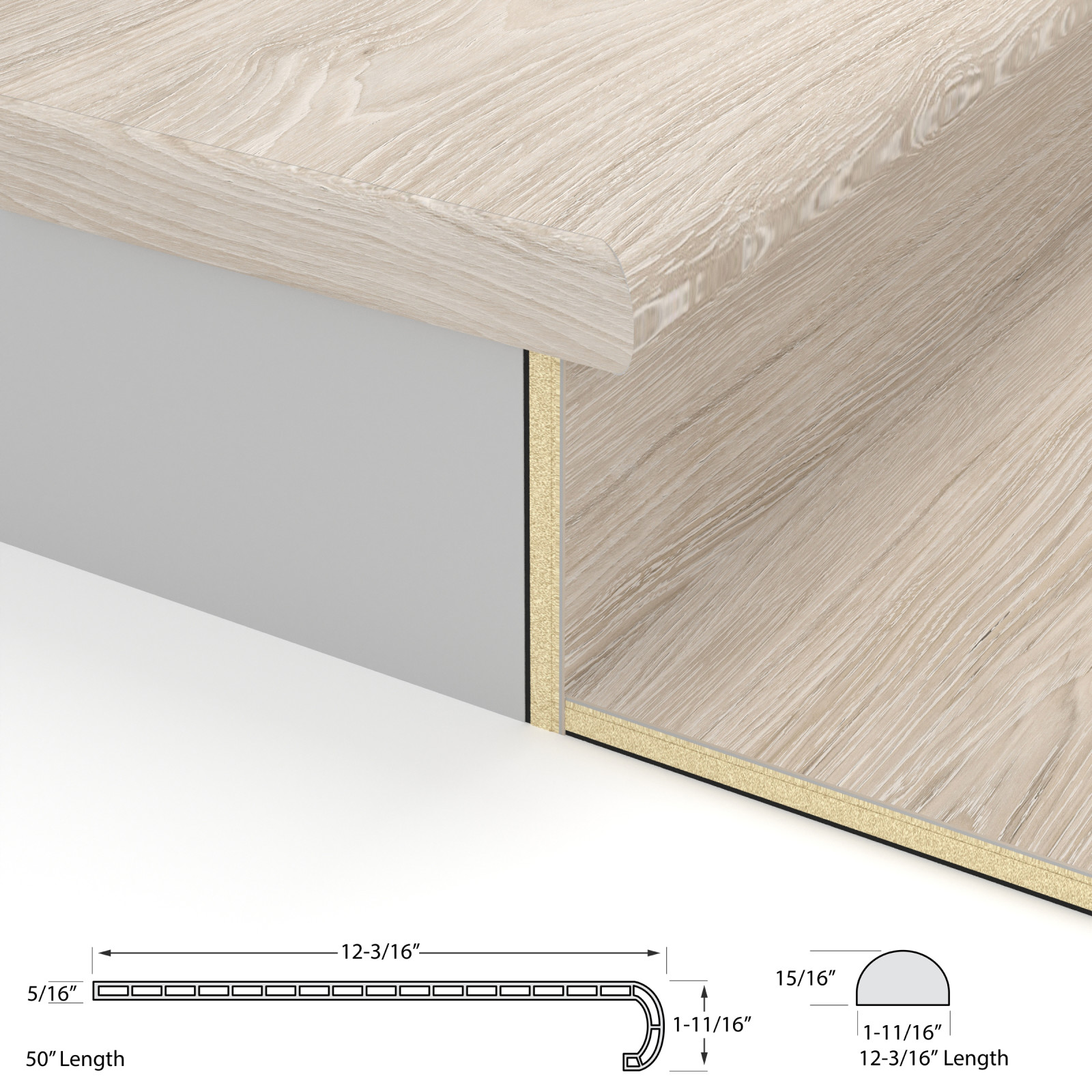 Pacific Plover Laguna Vinyl Stair Tread w/ Cap view 4