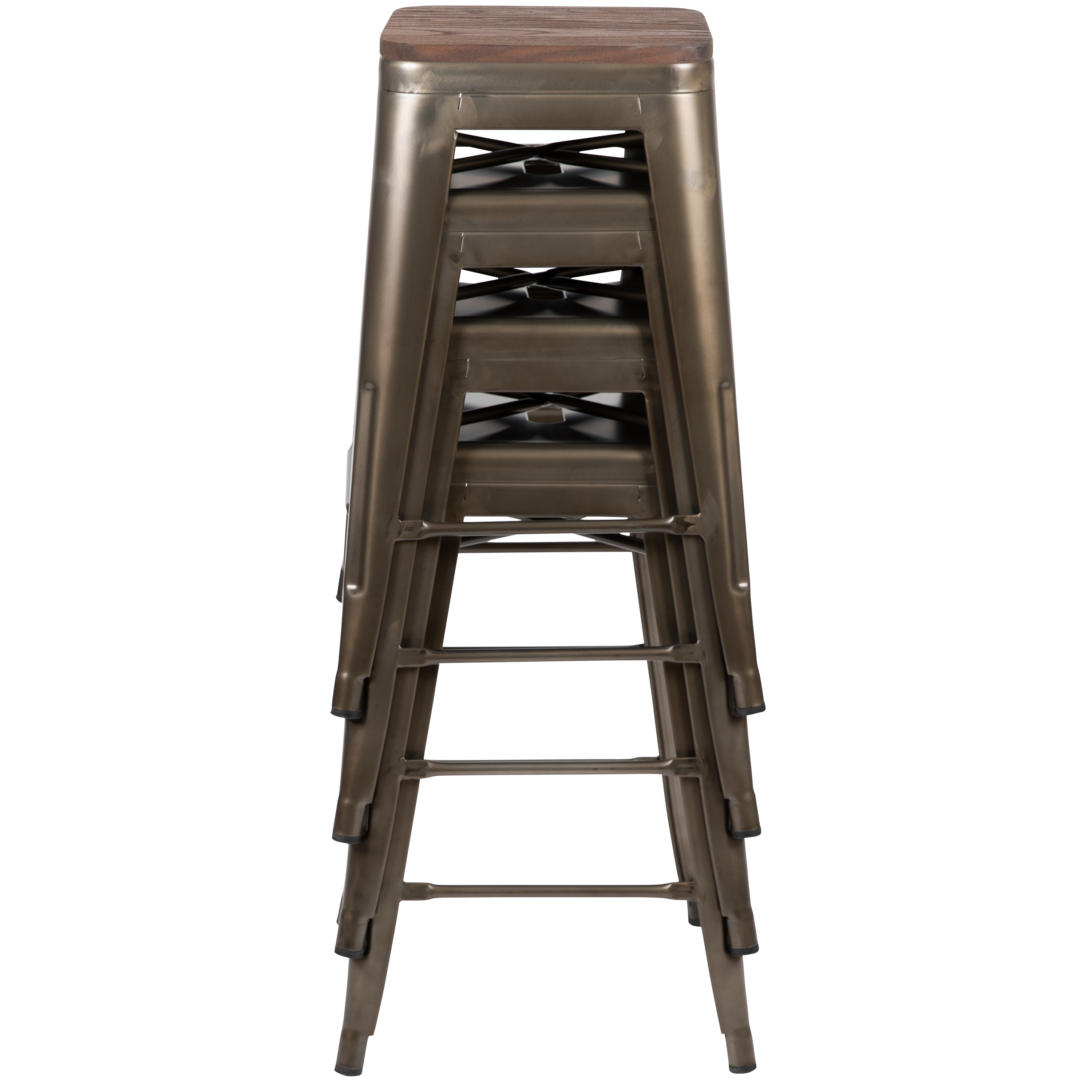 Cierra 24" High Metal Counter-Height, Indoor Bar Stool with Wood Seat in Gun ... - Picture 12 of 49