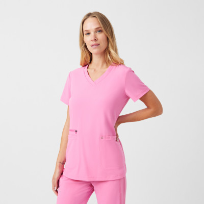 White Cross CRFT WT127 Women&#8216;s Breathable 3-Pocket Scrub Top with Secure Zipper Pocket-White Cross