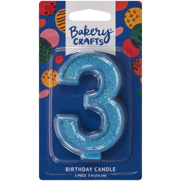 3 Glitter Numeral Candles