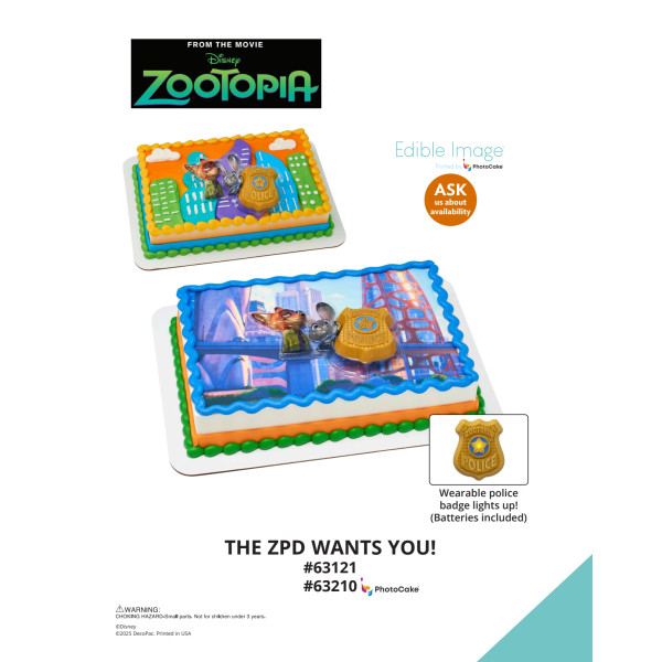 Disney's Zootopia The ZPD wants you! The Magic of Cakes® PhotoCake® Enhanced Background and Icing Page