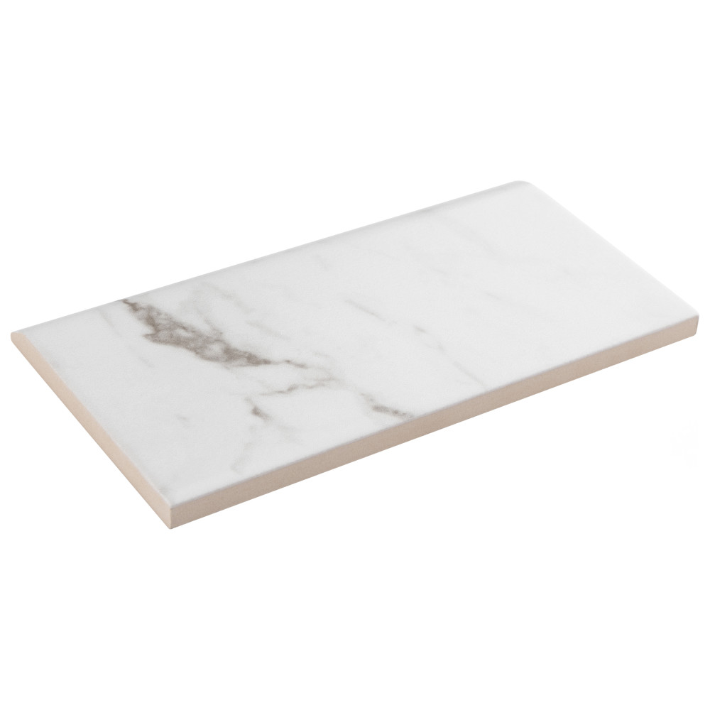 Classico Carrara Matte Bullnose 3 in. x 6 in. Ceramic Wall Trim