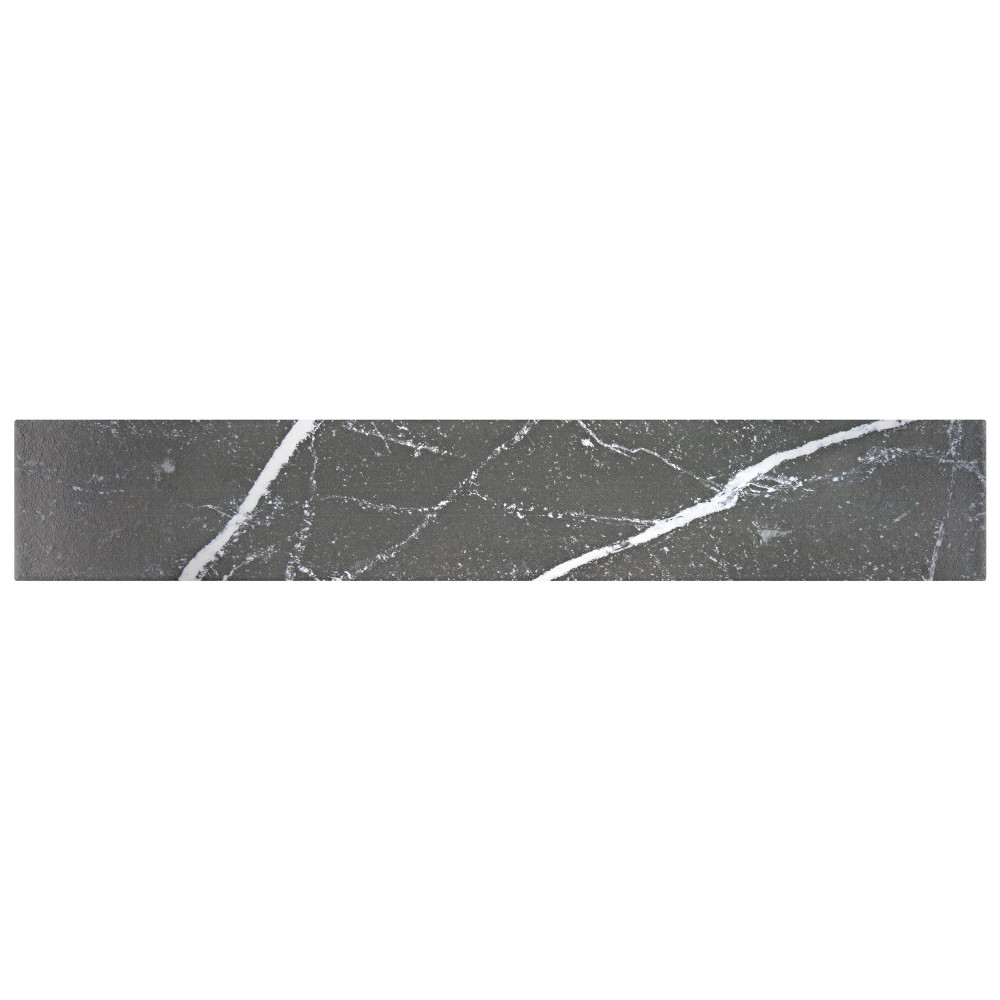 Tinos Black 3-1/8 in. x 17-3/8 in. Porcelain Floor and Wall Tile