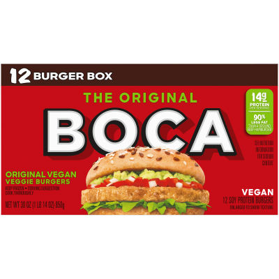 BOCA Original Vegan Veggie Burgers, 12 ct Box