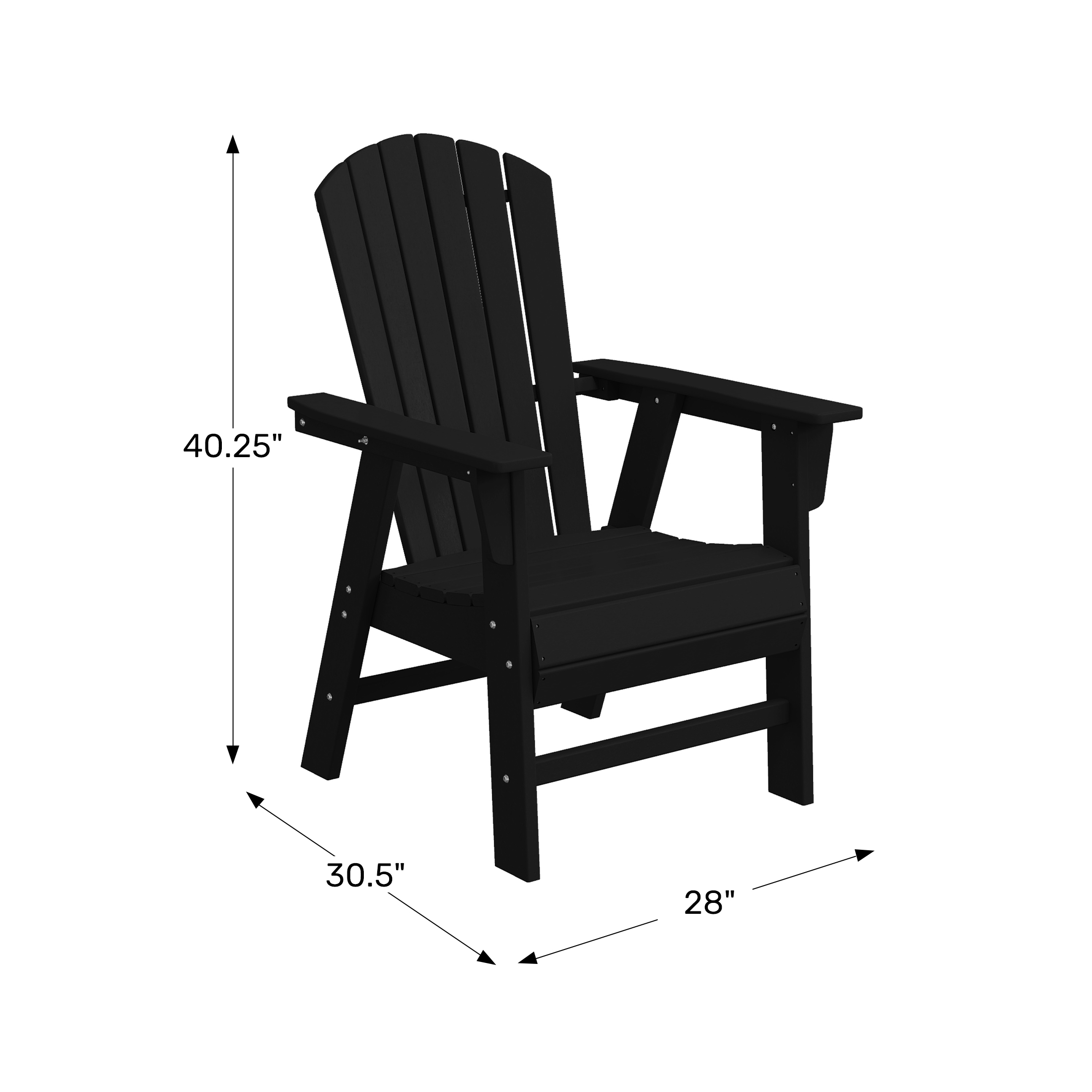 Outdoor Patio Shell-back Adirondack Dining Chair Weather Resistant WWT Spec Image