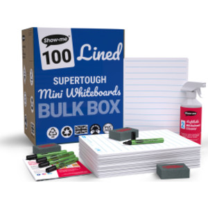 Bulk Box of 100 x Lined/Plain SUPERTOUGH 8" x 12" Lapboards, with Pens, Erasers, Cleaner