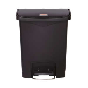 Rubbermaid Commercial, Streamline®, Step-On, 8 gal, Resin, Black, Rectangle, Receptacle