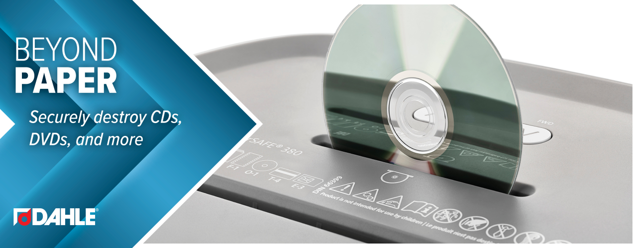 Securely destroy CDs, DVDs, and more.
