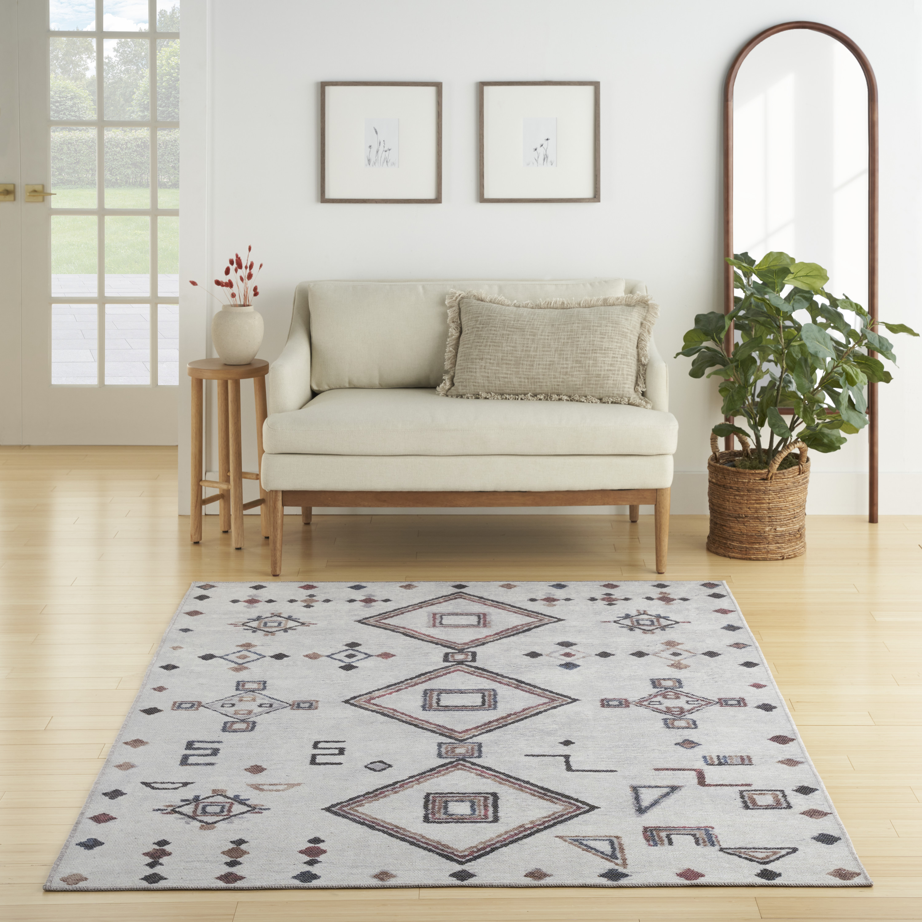 Nourison New Concept Washables 5'3" x 7'3" Ivory Multicolor Bohemian Indoor Rug