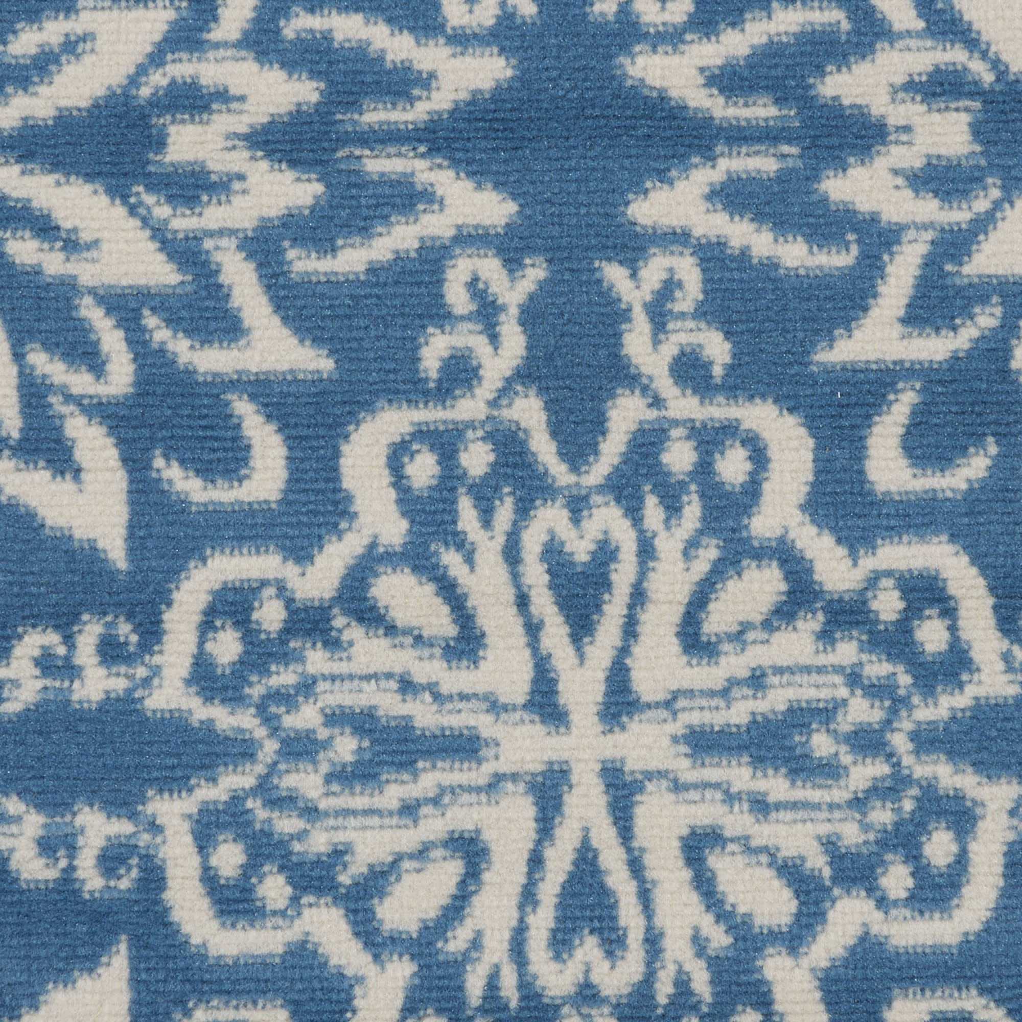 Nourison Jubilant 5'3" x Round Ivory Blue Farmhouse Indoor Rug