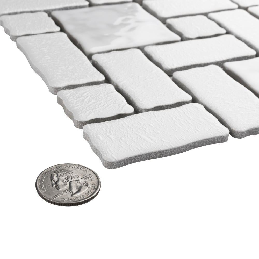 Academy White 11-7/8 in. x 11-7/8 in. Porcelain Mosaic Tile