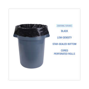 Boardwalk,  LLDPE Industrial Drum Liner, 60 gal Capacity, 38 in Wide, 63 in High, 2.7 Mils Thick, Black