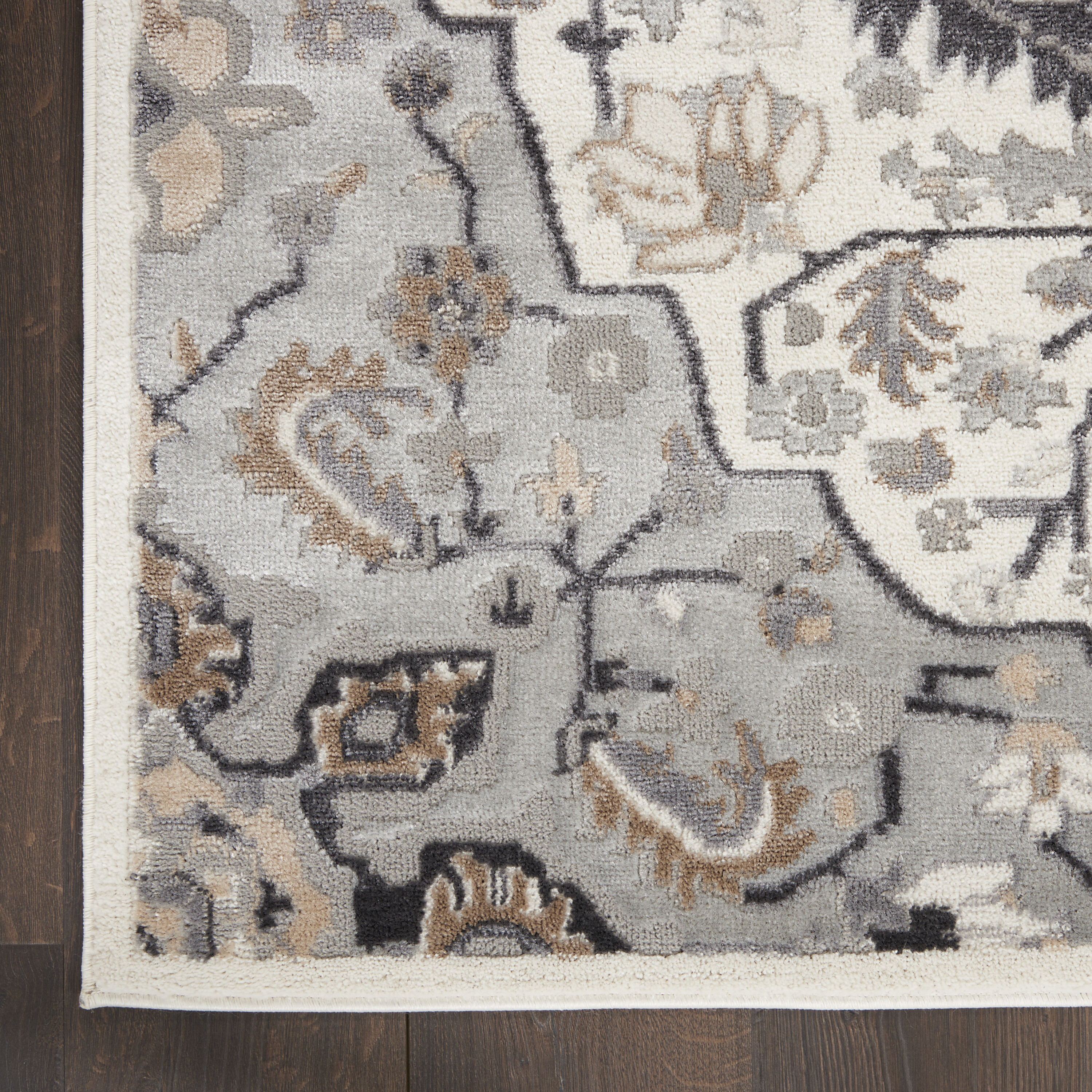 Nourison Elation 2'3" x 7'6" Ivory Grey Transitional Indoor Rug