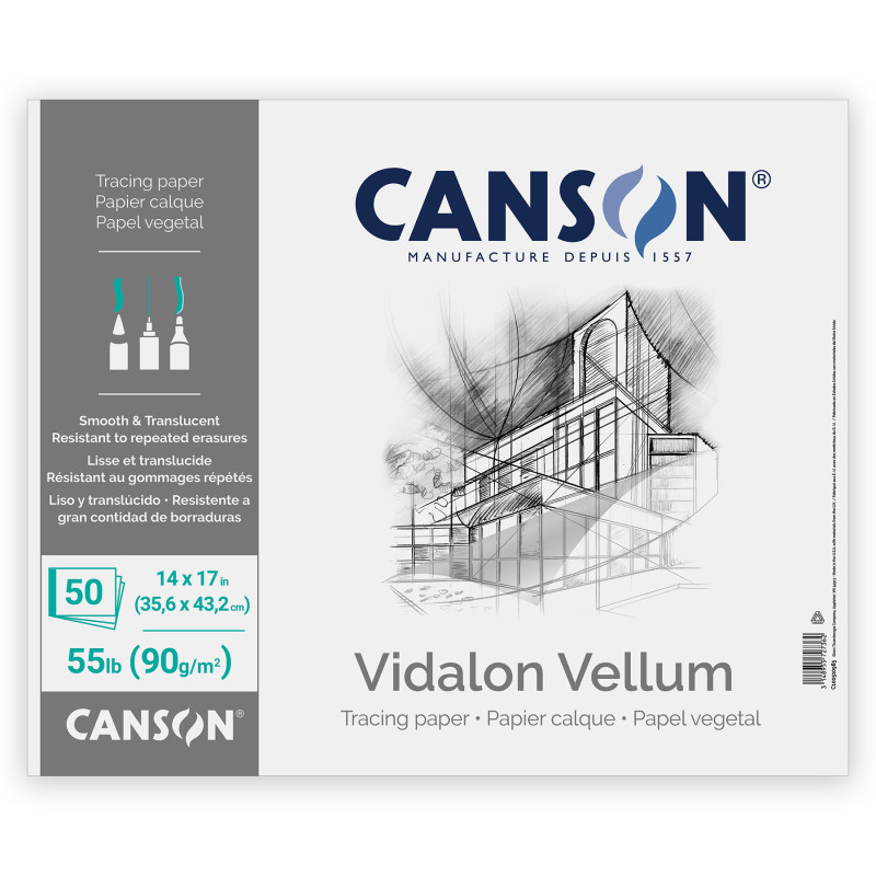 Artist Series Vidalon Vellum Pad, Translucent, Foldover Binding, 50 Sheet, 14X17 inch, 1 Count