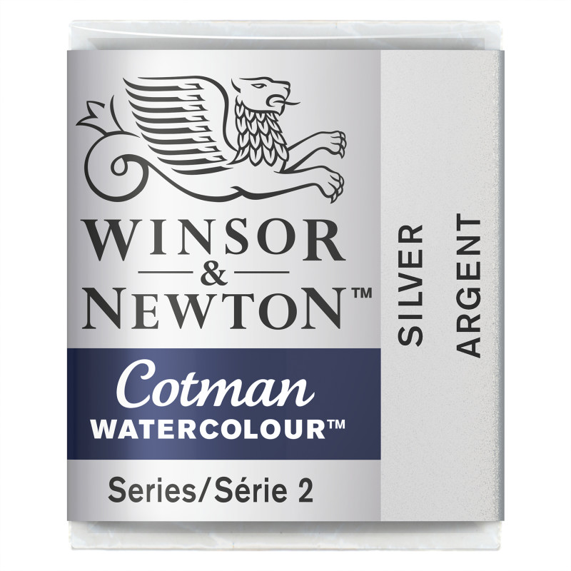 Cotman Watercolor Paint, Half Pan, Silver