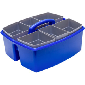 Large Supply Caddy with Removable Cups, 2 Compartments, Blue, Portable Classroom Organizer