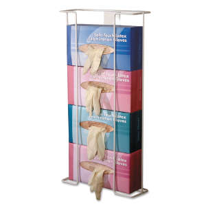 Unimed, Wire Wall-Mount Glove Box Holder, 4-Box, Horizontal, Stainless Steel, White