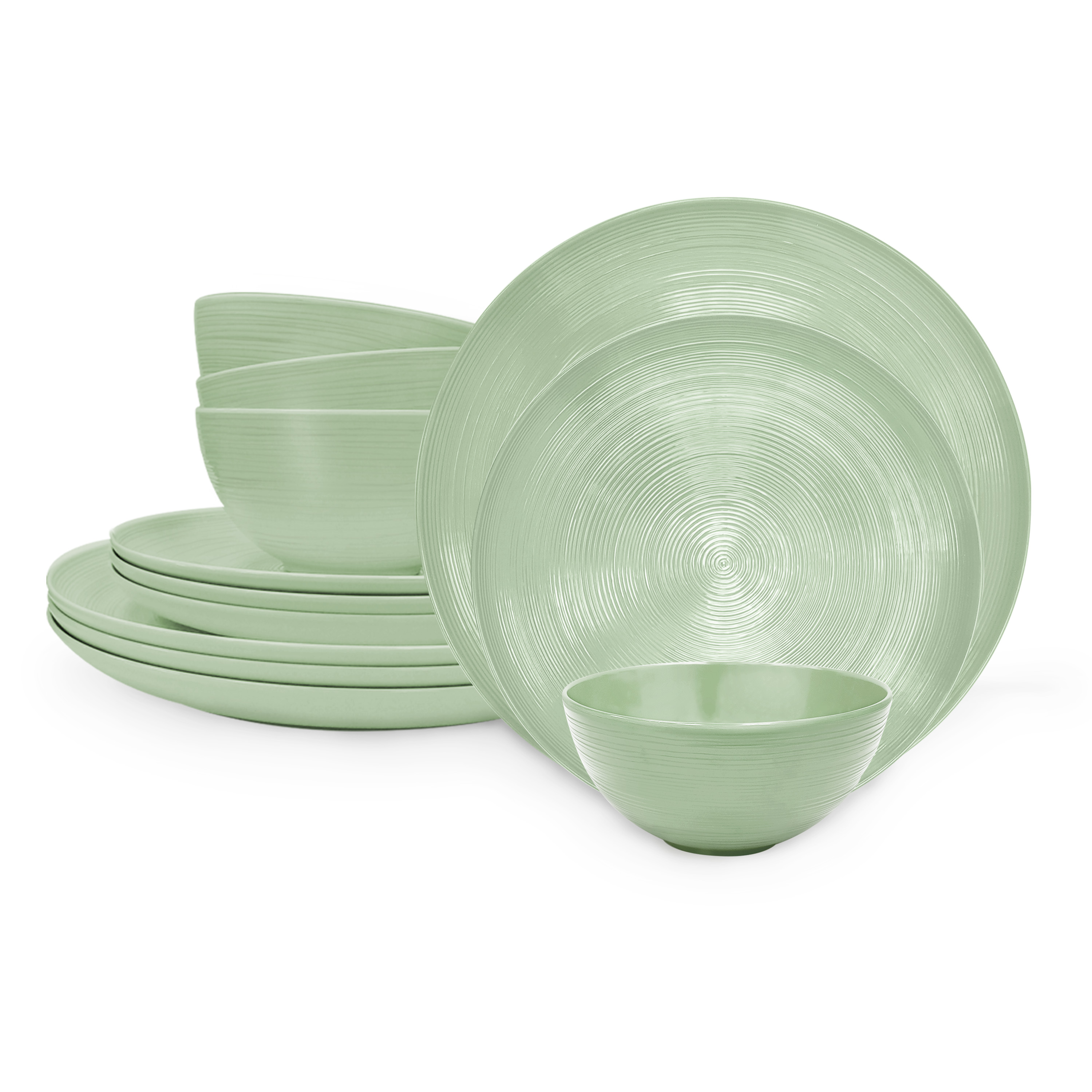 American Conventional Plate & Bowl Sets, Sage, 12-piece set slideshow image 2 American Conventional Plate & Bowl Sets, Sage, 12-piece set slideshow image 2