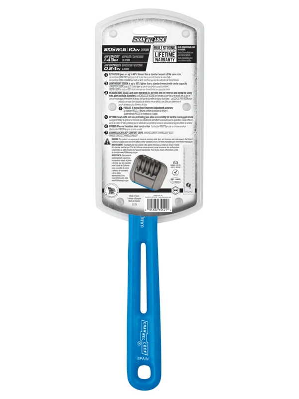 810SWLG 10-inch Lightweight Extra Slim Jaw WideAzz® Adjustable Wrench