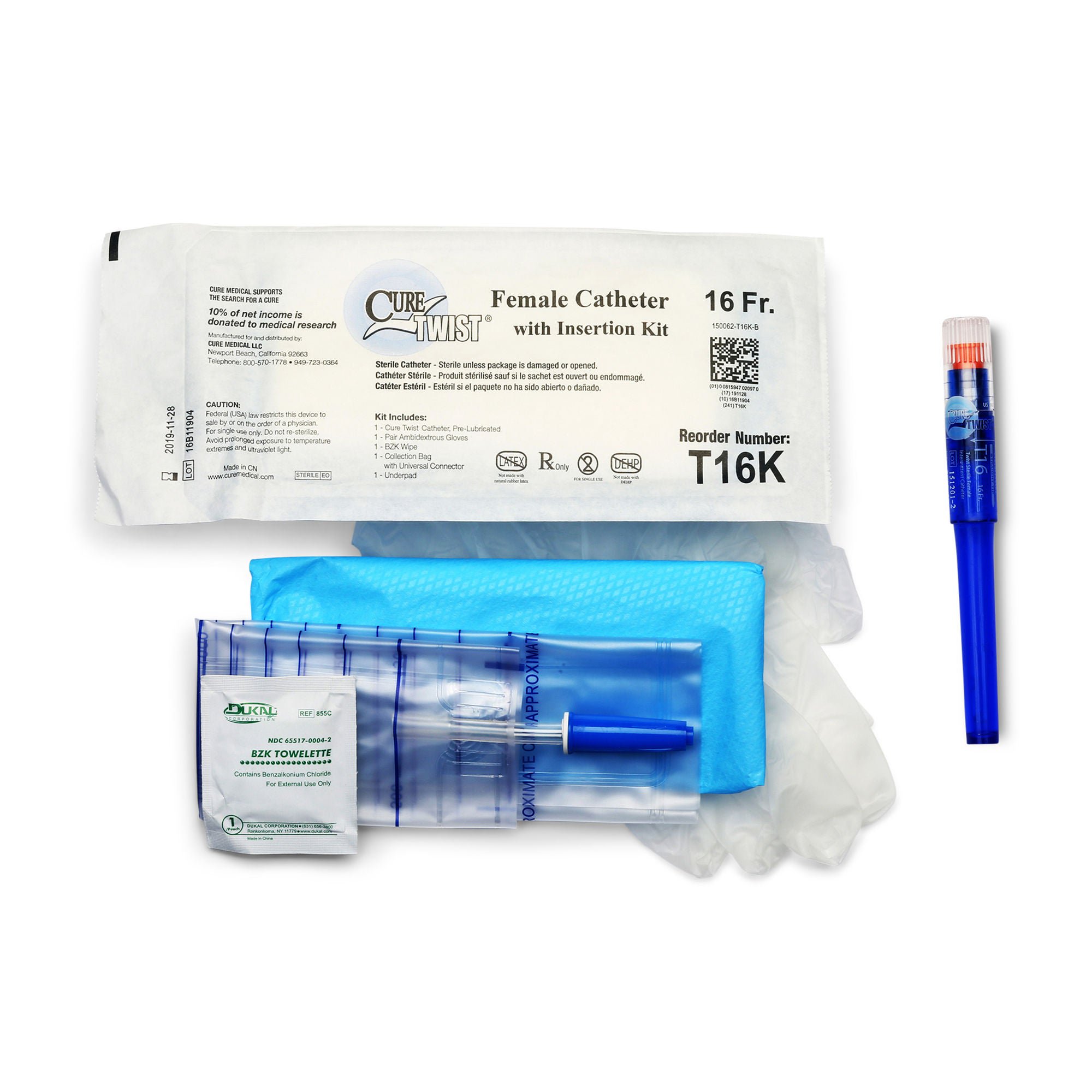 Cure Twist® Intermittent Catheter Kit, 16 Fr.