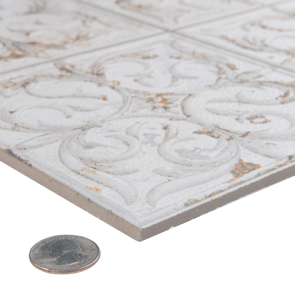 Antigua Lis White 13 in. x 13 in. Porcelain Wall Tile