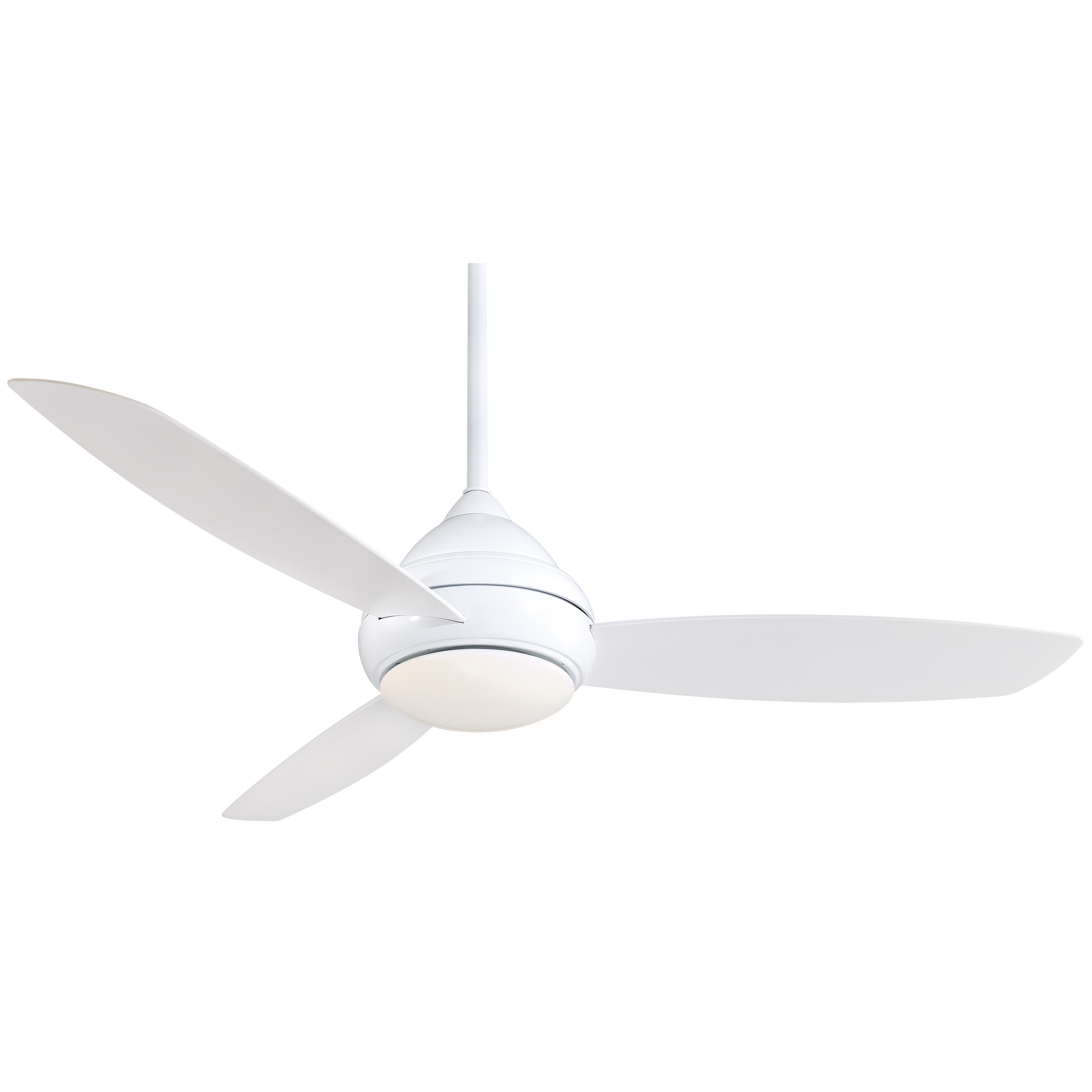 The Concept I combines clean contemporary styling with wet-location durability, making it ideal for covered outdoor spaces or high-humidity indoor areas. Its 58-inch span and integrated LED provide efficient cooling and lighting. - alternate view